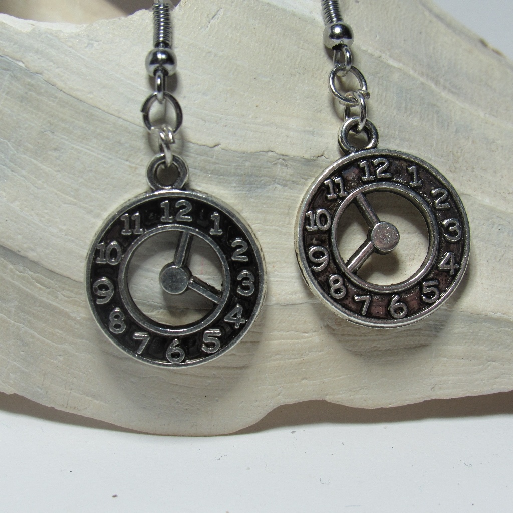 Clockwork Time Clock Earrings